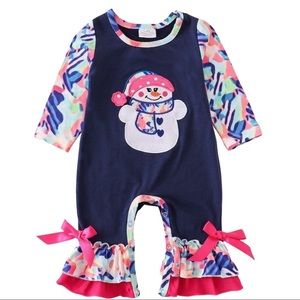 NEW - Multicolor Snowman Applique Baby Romper
